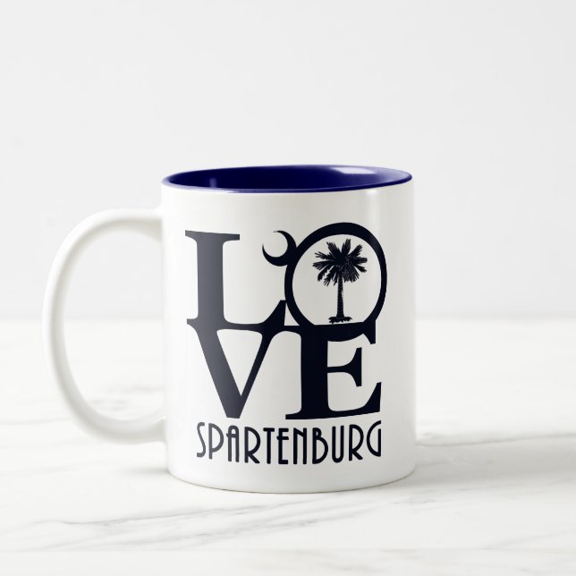 Caneca De Café Em Dois Tons LOVE Spartenburg SC (Esquerda)