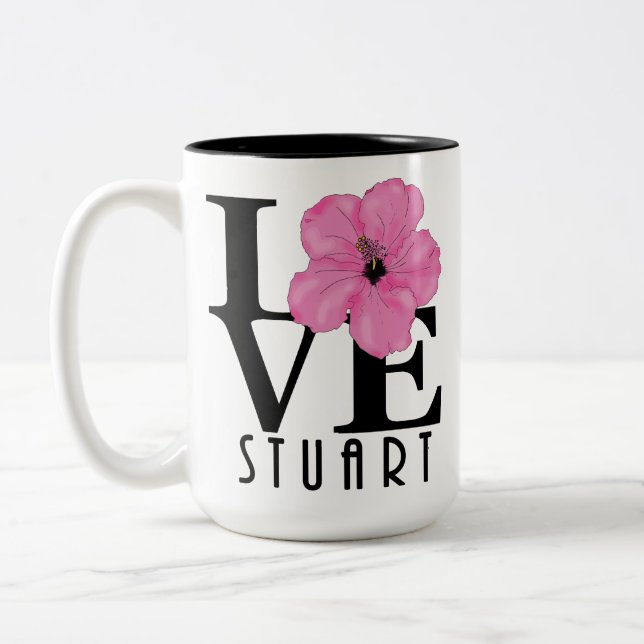 Caneca De Café Em Dois Tons LOVE Stuart Florida Red 15oz (Esquerda)