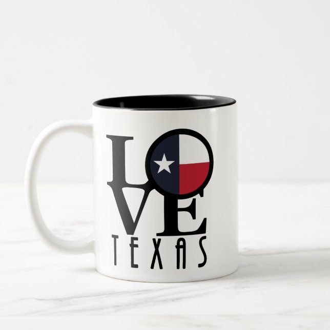 Caneca De Café Em Dois Tons LOVE Texas 11oz (Esquerda)