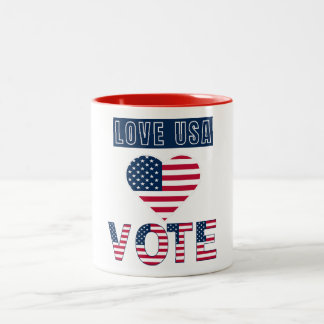 Caneca De Café Em Dois Tons Love USA Vote