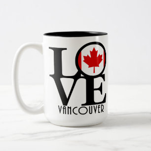Caneca De Café Em Dois Tons LOVE Vancouver (BC Flag) 15oz
