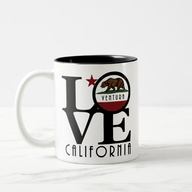 Caneca De Café Em Dois Tons LOVE Ventura California 11oz (Esquerda)