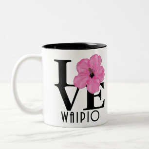 Caneca De Café Em Dois Tons LOVE Waipio Hawaii Rosa 11oz