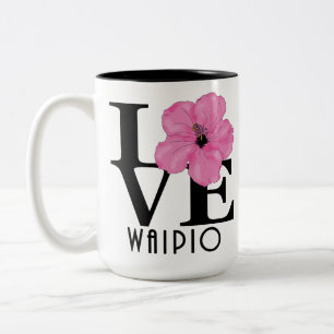 Caneca De Café Em Dois Tons LOVE Waipio Hawaii Rosa 15oz