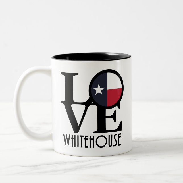 Caneca De Café Em Dois Tons LOVE Whitehouse Texas (Esquerda)