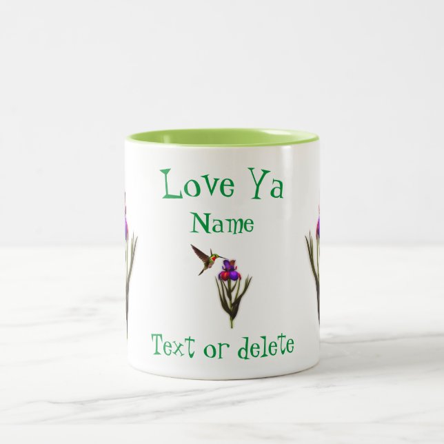Caneca De Café Em Dois Tons Love Ya Hummingbird Iris Personalizado (Centro)
