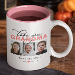 Caneca De Café Em Dois Tons Love You Grandma/Nana/Other 3 Photo Custom Text<br><div class="desc">Add 3 photos and custom text to this modern mug for grandmothers,  featuring the words,  'Love you (Grandma/Nana/Nan/Granny/Other)' and 'You're the best!' (or other text). If you need any help customizing this,  please message me using the button below and I'll be happy to help.</div>
