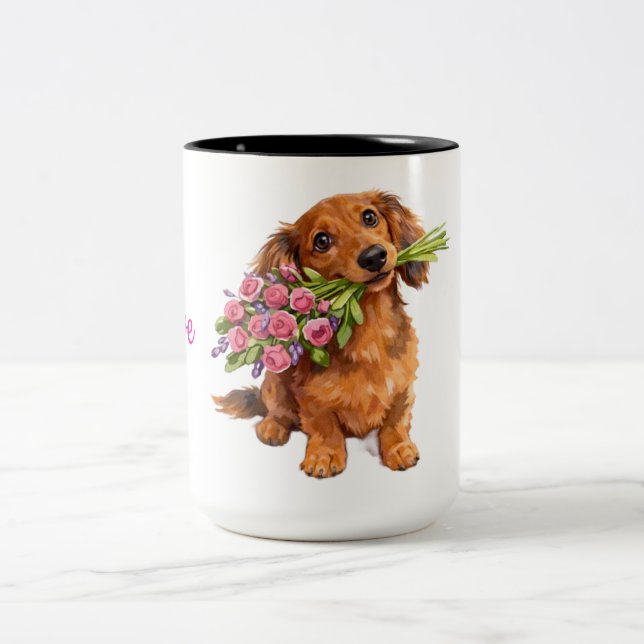 Caneca De Café Em Dois Tons Love You Pup Mug (Centro)