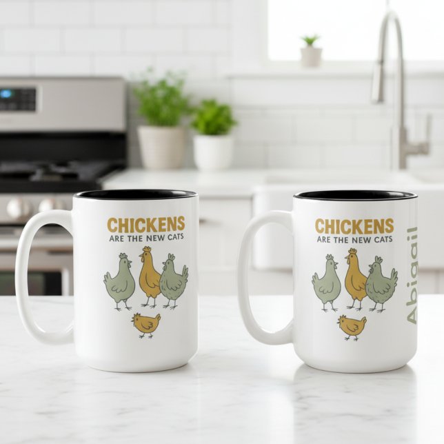 Caneca De Café Em Dois Tons Lover De Frango Engraçado De Dois Lados (Funny personalized chicken mug)