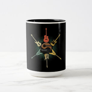Caneca De Café Em Dois Tons Lover De Violão  Estilo Retroativo   Presente Par