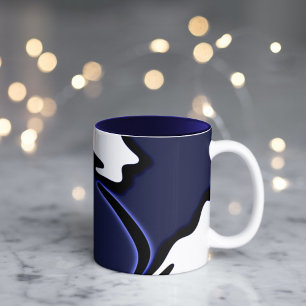 Caneca De Café Em Dois Tons Lua azul: Abstrato azul e branco