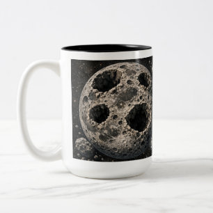 Caneca De Café Em Dois Tons Lua com Buracos de Asteroide