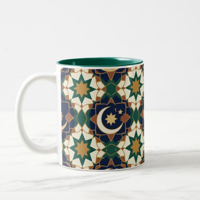 Caneca De Café Em Dois Tons Lua Crescente Geométrica Islâmica do Ramadão Sem C (Esquerda)