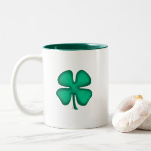 Caneca De Café Em Dois Tons Lucky 4 Leaf Irish Clover 2 toques