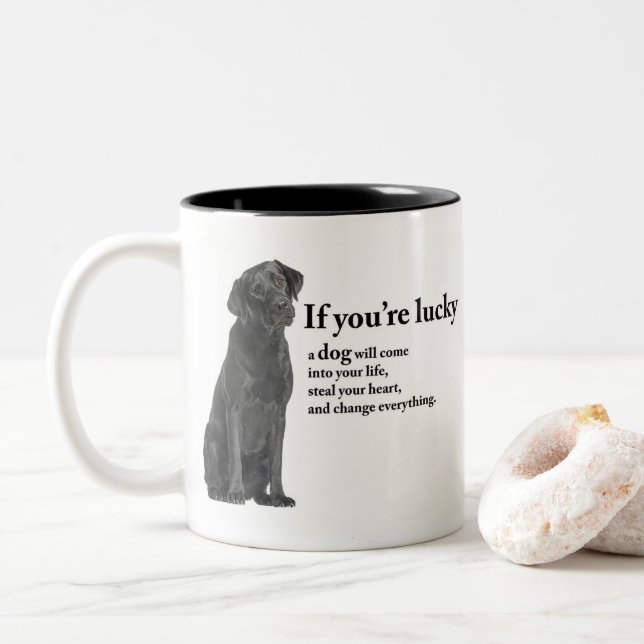 Caneca De Café Em Dois Tons Lucky Black Lab (Com Donut)