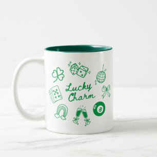 Caneca De Café Em Dois Tons Lucky Charm Dia de São Patrício Lucky Clover