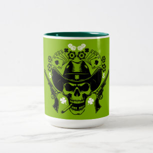 Caneca De Café Em Dois Tons Lucky Poker Skull