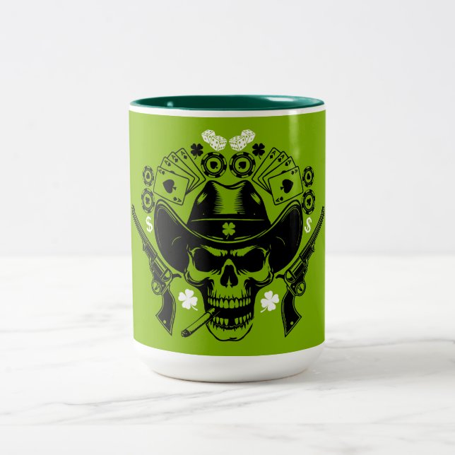 Caneca De Café Em Dois Tons Lucky Poker Skull (Centro)