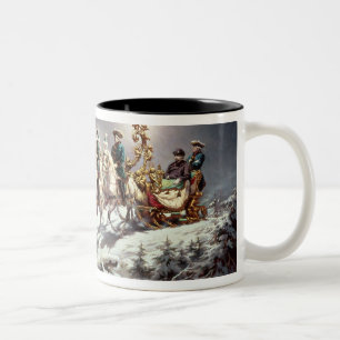 Caneca De Café Em Dois Tons Ludwig II de Baviera Sleighing na noite