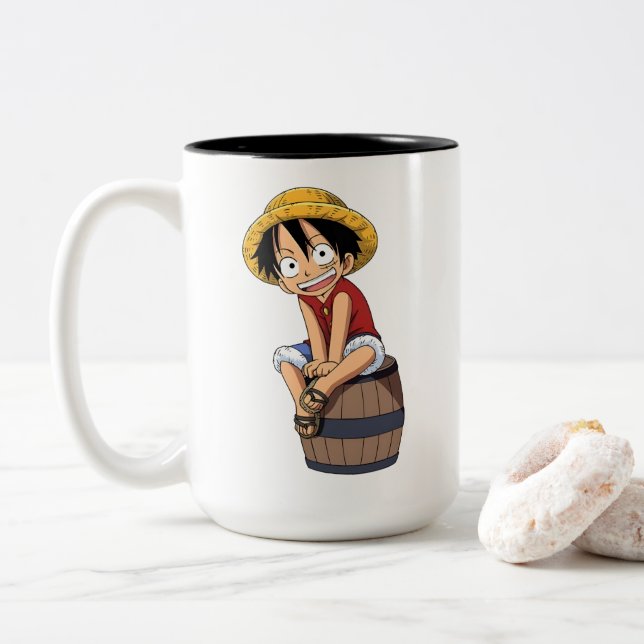 Caneca De Café Em Dois Tons Luffy One Piece Mug (Com Donut)