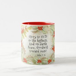 Caneca De Café Em Dois Tons Luke 2 14 Glória a Deus no mais alto, Natal
