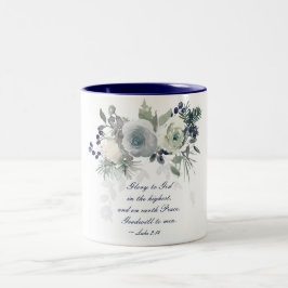 Caneca De Café Em Dois Tons Luke 2:14 "Glória a Deus" White Rose Natal