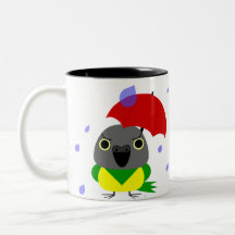 Lulu, o papagaio de Senegal, colado na chuva