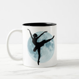 Caneca De Café Em Dois Tons Luna llena y silueta de bailarina