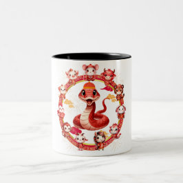 Caneca De Café Em Dois Tons Lunar Chinês, Ano Novo Cobra Design 2