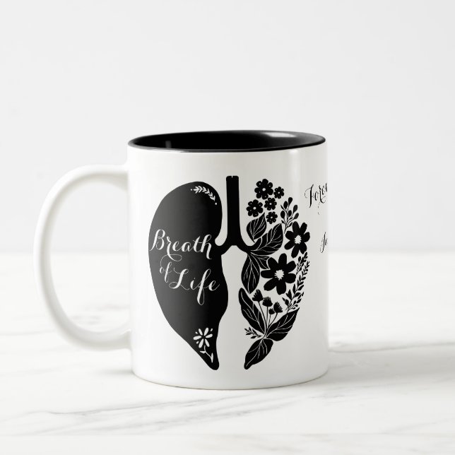 Caneca De Café Em Dois Tons Lung Transplant Wildflower Breath of Life Black (Esquerda)