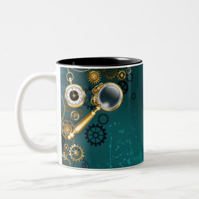 Caneca De Café Em Dois Tons Lupa no estilo Steampunk (Esquerda)