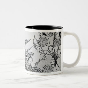 Caneca De Café Em Dois Tons Luta entre o espanhol e os astecas