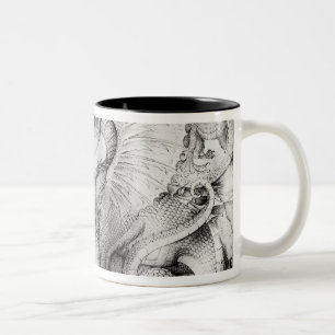 Caneca De Café Em Dois Tons Lute entre os guerreiros e um dragão, c.1450