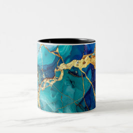 Caneca De Café Em Dois Tons Luxury Blue & Gold Marble Abstract Art Mug