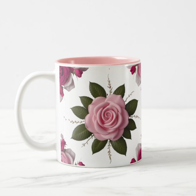 Caneca De Café Em Dois Tons Luxury Pink & Fuchsia Rose Two-Tone Mug   (Esquerda)