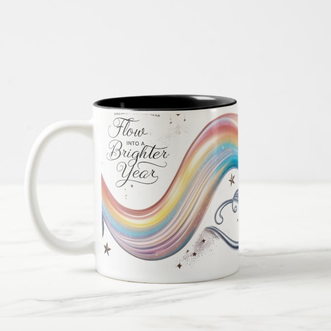 Caneca De Café Em Dois Tons Luxury Rainbow Flow Brighter Year Two-Tone Mug (Esquerda)