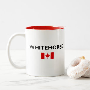 Caneca De Café Em Dois Tons Luz-Cor canadense da bandeira de Whitehorse Canad
