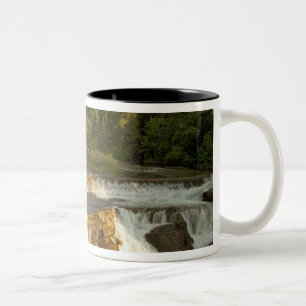Caneca De Café Em Dois Tons Luz da manhã cumprimenta Swiftcurrent Falls no