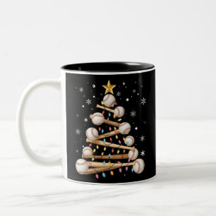 Caneca De Café Em Dois Tons Luz de árvore de Natal de beisebol presente de Nat
