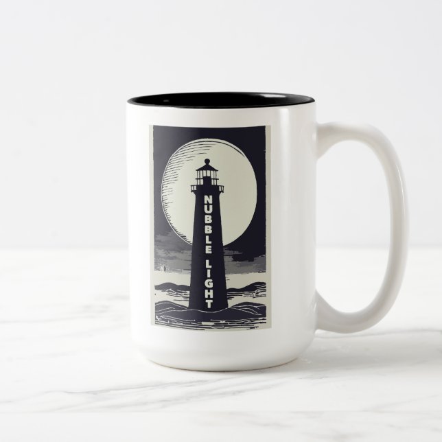 Caneca De Café Em Dois Tons Luz de Nubble Farol de Maine Lua (Direita)