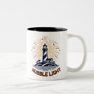 Caneca De Café Em Dois Tons Luz de Nubble Maine Amanhecer