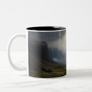 Caneca De Café Em Dois Tons Luz em cascata: Paisagem em cascata nas águas das 