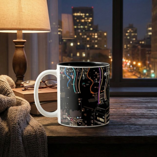 Caneca De Café Em Dois Tons Luzes da Cidade de Boston (Criador carregado)