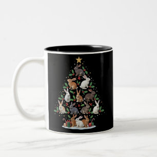 Caneca De Café Em Dois Tons Luzes de árvore de Natal de coelho Bunny Animais d