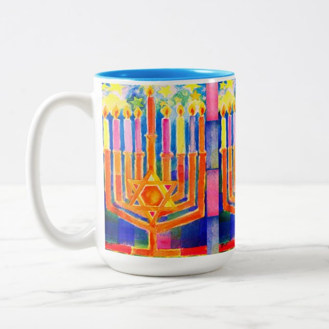 Caneca De Café Em Dois Tons Luzes de Chanukah (Esquerda)