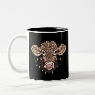 Caneca De Café Em Dois Tons Luzes de Natal Amante de Vaca Fazenda Fazendeiro N
