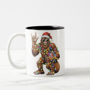 Caneca De Café Em Dois Tons Luzes de Natal do Papai Noel Bigfoot São Incríveis