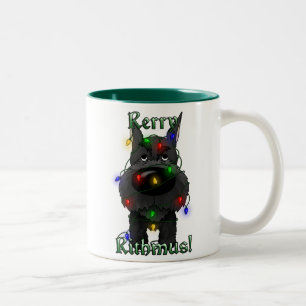Caneca De Café Em Dois Tons Luzes de Natal do Schnauzer