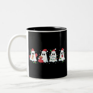 Caneca De Café Em Dois Tons Luzes de Natal Fantasma Bonito Natal Boo 