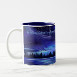 Caneca De Café Em Dois Tons Luzes de Norte Verso Azul Da Bíblia Do Salm 19:1